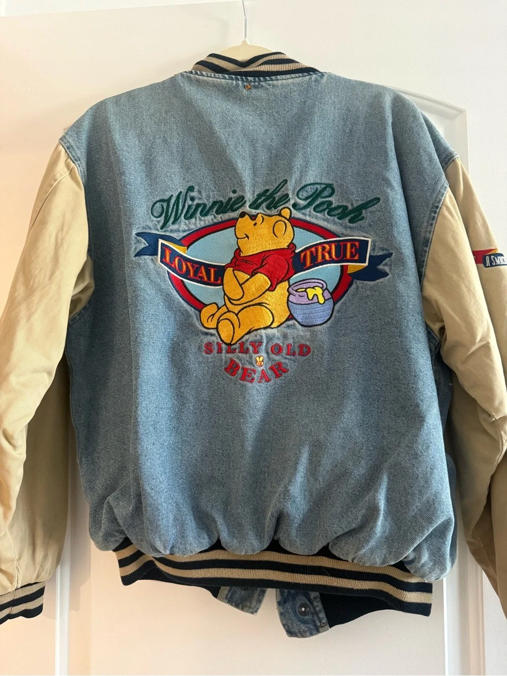 Disney Winnie the Pooh Denim Varsity Jacket Men’s Large